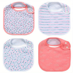 4pcs Baby Cotton Absorbent Bibs For Drooling Teething