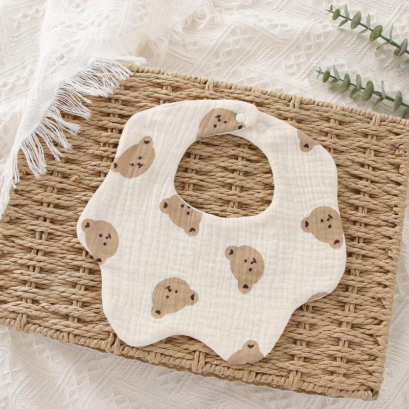1pc Soft Adjustable 6 Layer Baby Cotton Bib For Newborn Teething