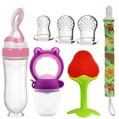7pcs Pacifier Clip Baby Feeding Set with Spoon and Teether