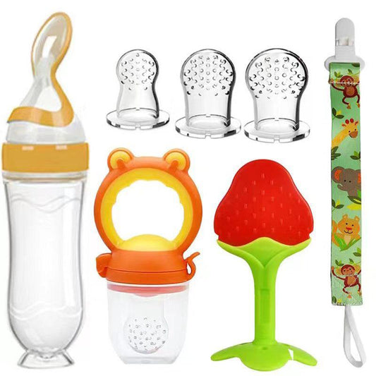 7pcs Pacifier Clip Baby Feeding Set with Spoon and Teether