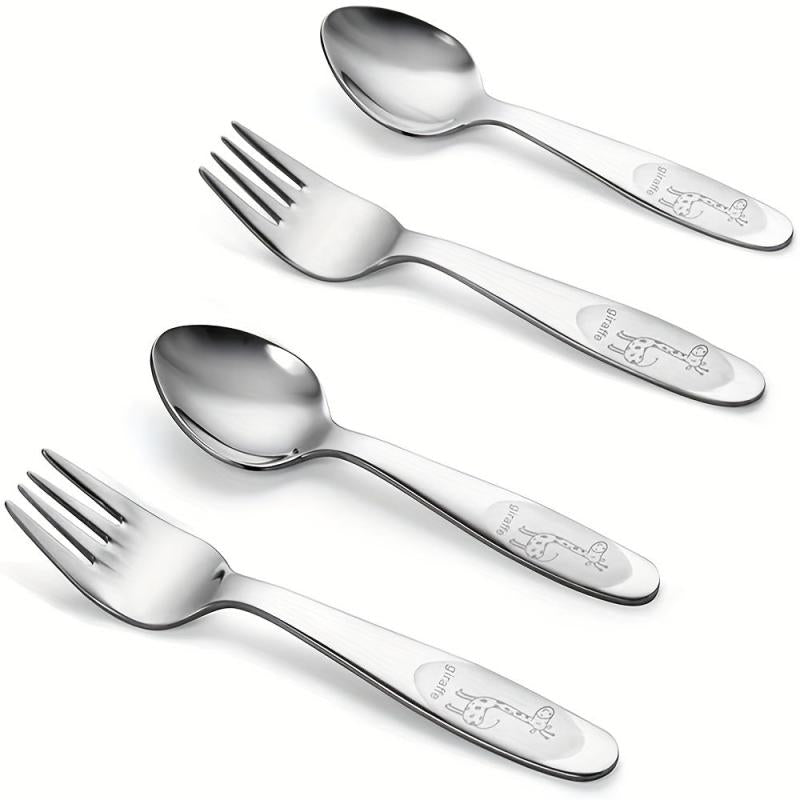 4pcs Toddler Utensil Sets 18 8 Stainless Steel Toddler Spoons And Forks