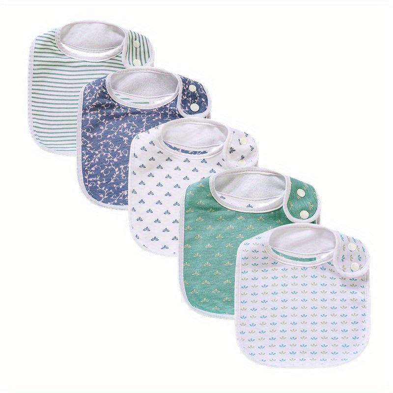 5pcs Waterproof Baby Cotton Bibs for Drooling Teething