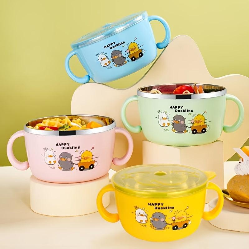 Stainless Steel Children's Eating Bowl with Binaural - Baby Food Bowl