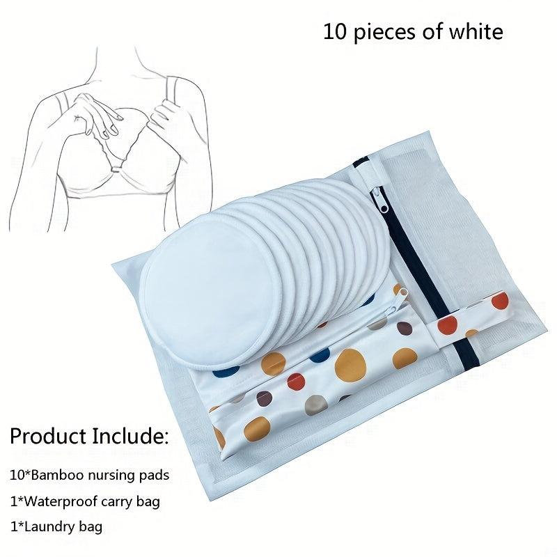 Organic Bamboo Nursing Pads For Breastfeeding Washable 10 Pads Wet Bag