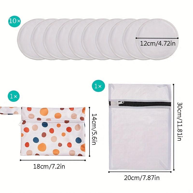 Organic Bamboo Nursing Pads For Breastfeeding Washable 10 Pads Wet Bag