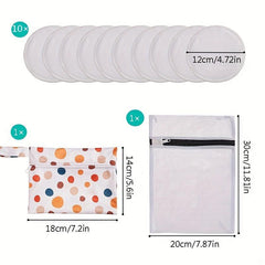 Organic Bamboo Nursing Pads For Breastfeeding Washable 10 Pads Wet Bag