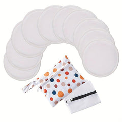 Organic Bamboo Nursing Pads For Breastfeeding Washable 10 Pads Wet Bag