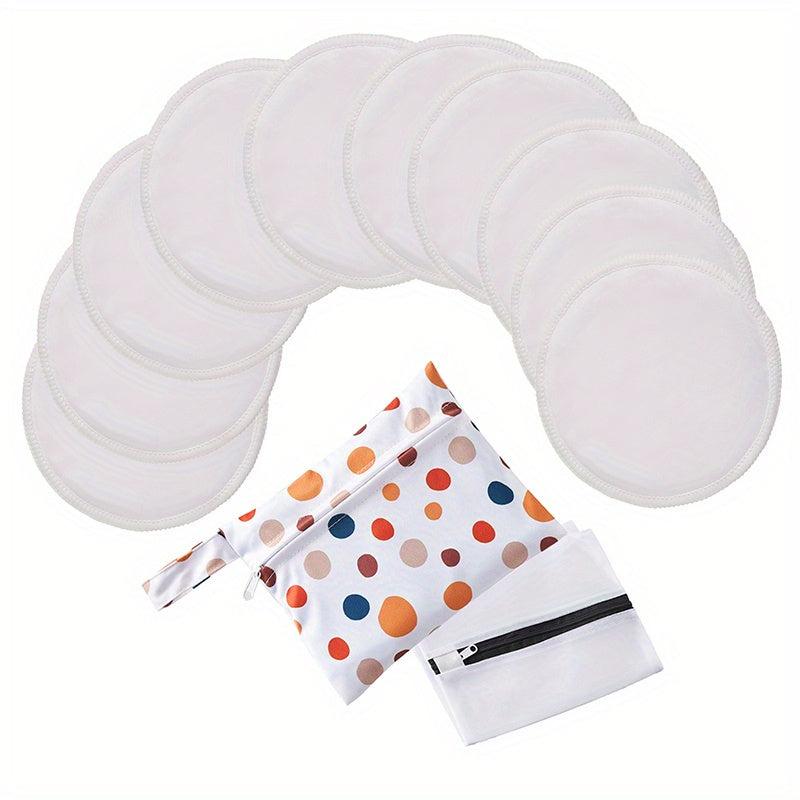 Organic Bamboo Nursing Pads For Breastfeeding Washable 10 Pads Wet Bag