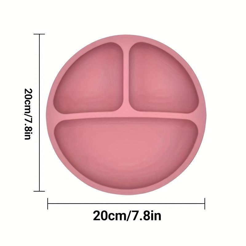Baby Silicone Dinner Plate Suction Cup Cartoon Kids Dish Toddler Tableware