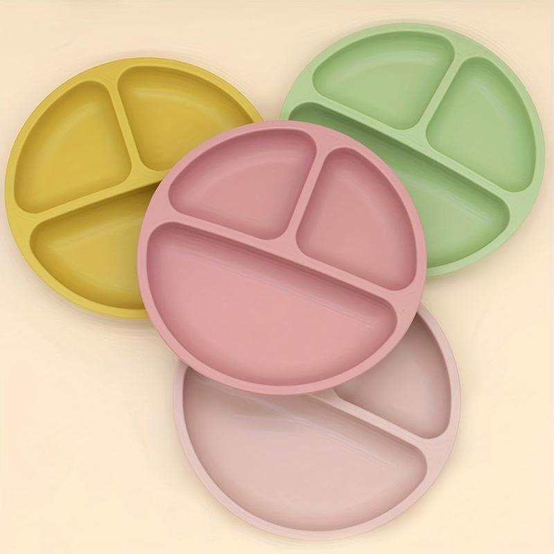 Silicone Kids Plates Baby Suction Bowl Anti Slip & Separate Compartment