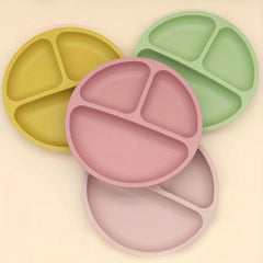 Silicone Kids Plates Baby Suction Bowl Anti Slip & Separate Compartment