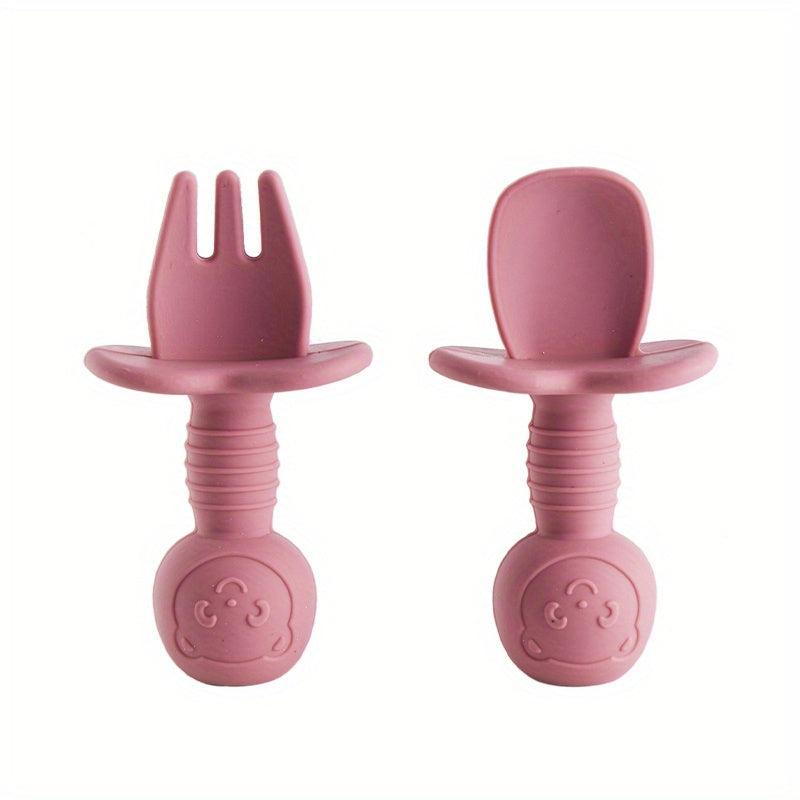 Silicone Baby Fork And Spoon Set for 4+ Months BPA Feeding Tableware