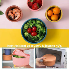 2pcs Silicone Kids Bento Box Leak Proof Lunch Box No BPAs & Chemical Dyes
