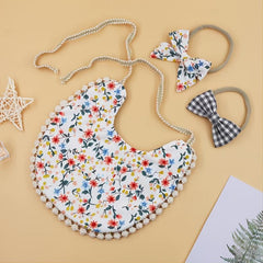 Cute Baby Bib & Headband Set Cotton Linen Double Sided Protection