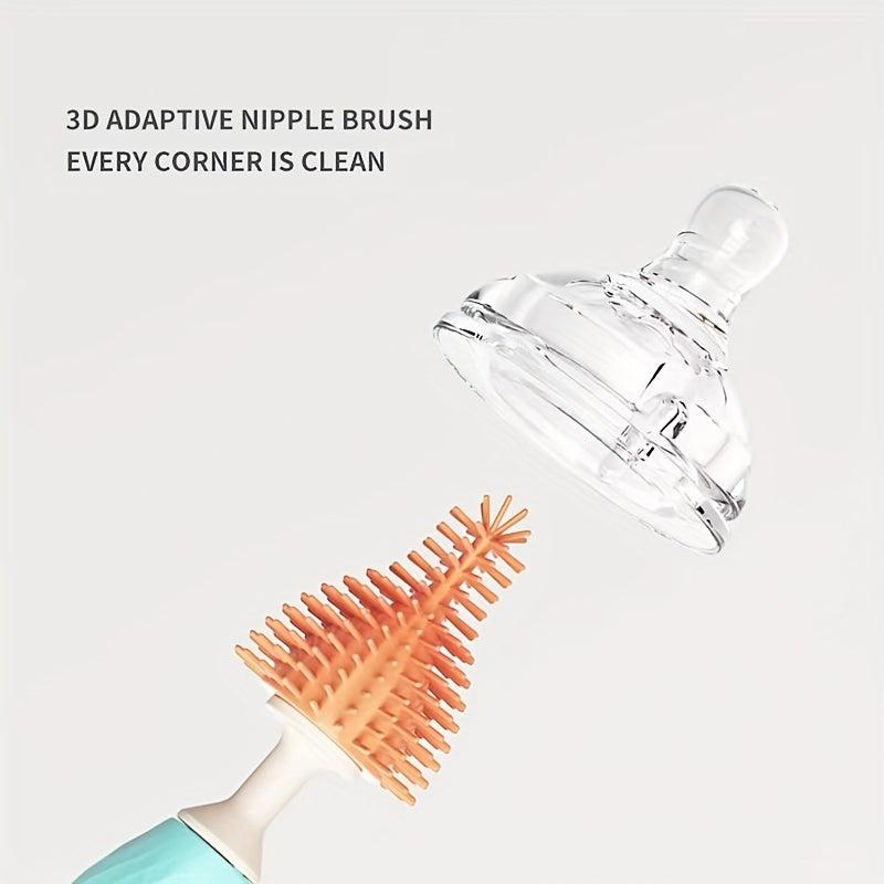 3pcs Silicone Baby Bottle Brush Cleaner 360 Degree Cleaning No Dead Corner