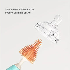 3pcs Silicone Baby Bottle Brush Cleaner 360 Degree Cleaning No Dead Corner