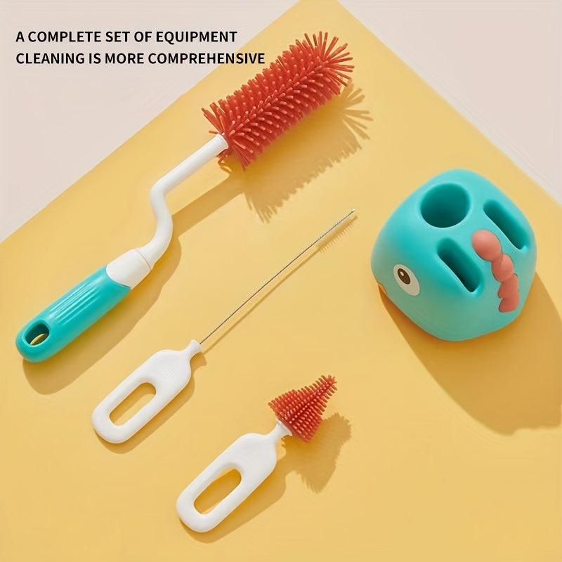 3pcs Silicone Baby Bottle Brush Cleaner 360 Degree Cleaning No Dead Corner