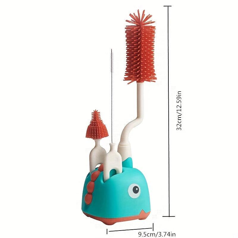 3pcs Silicone Baby Bottle Brush Cleaner 360 Degree Cleaning No Dead Corner