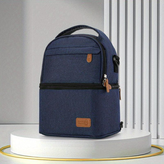 Deluxe Insulated Double Deck Lunch Box Bag for Adults Work Office & Picnics