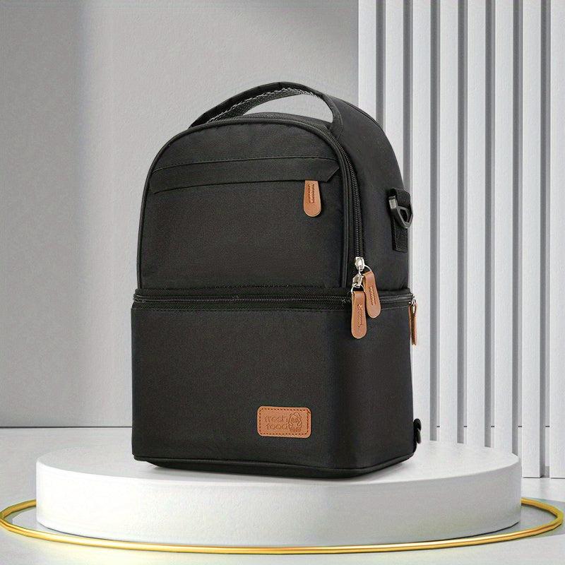 Deluxe Insulated Double Deck Lunch Box Bag for Adults Work Office & Picnics