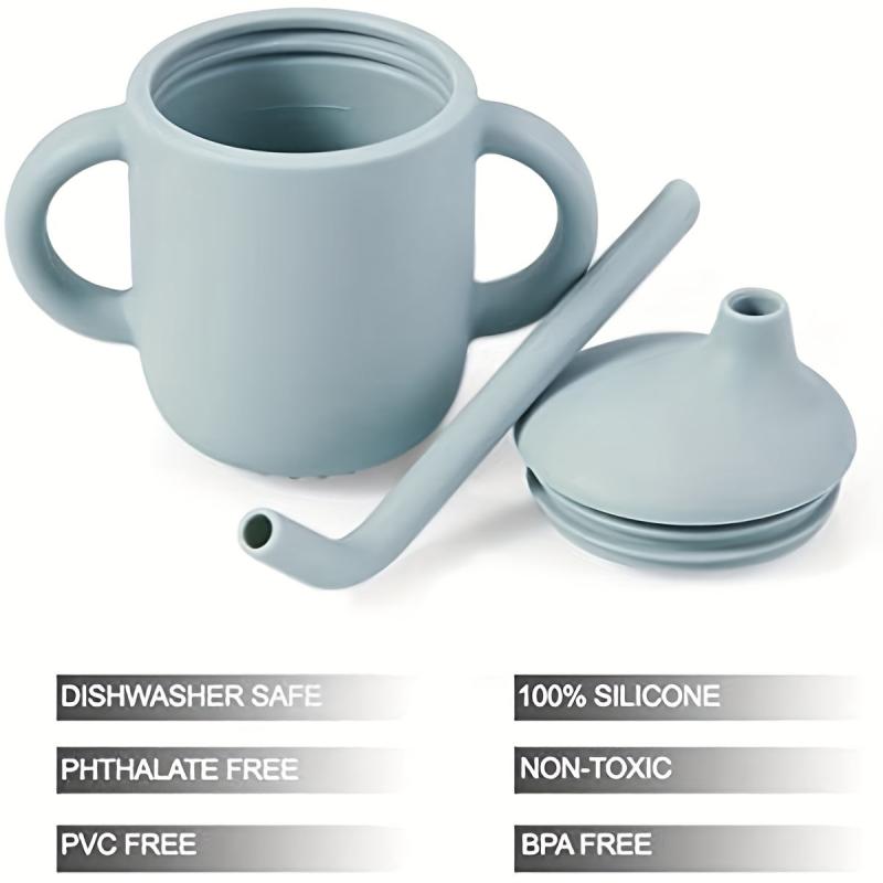 Silicone Training Cup with Handles & Straw for Kids