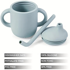 Silicone Training Cup with Handles & Straw for Kids