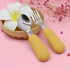 2pcs Stainless Steel Toddler Cutlery Baby Fork & Spoon Set