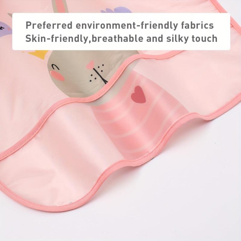 Kids' Half Wrap Long Sleeve Waterproof Smock with Rabbit & Cat Print