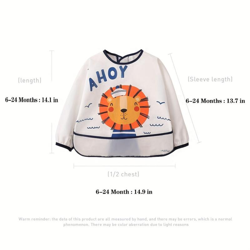 Kids' Half Wrap Long Sleeve Waterproof Smock with Rabbit & Cat Print