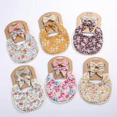 Floral Cotton Baby Bib & Headband Set Anti Spitting Protection