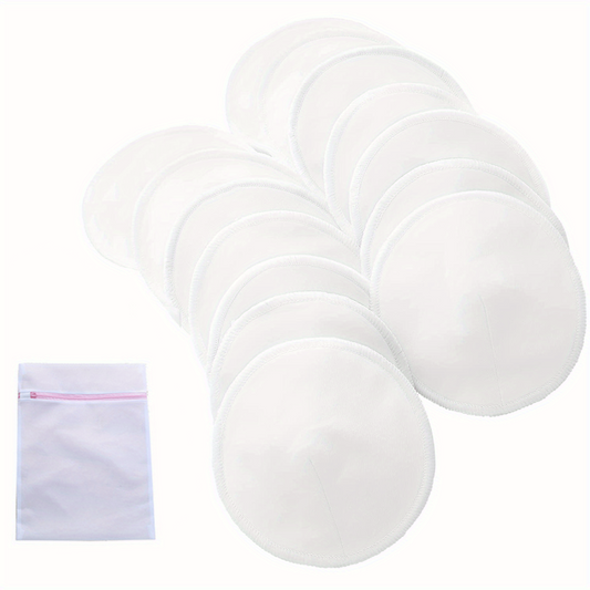 Organic Bamboo Nursing Pads 14 Washable Breastfeeding Pads with Wash Bag