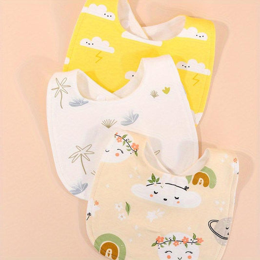 3pcs U Shaped Baby Bibs Soft Cotton Gauze Print Burp Cloths