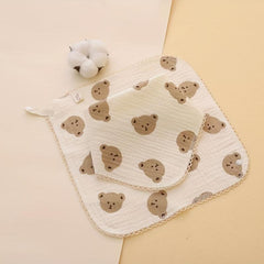 Baby Bib Cotton Gauze Small Square Towel With Lace Towel Bib