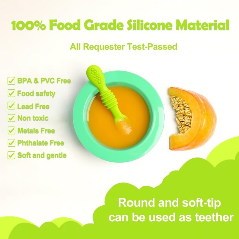 6 Piece Silicone Baby Spoons Set for Toddlers BPA-Free Ages 4 Months