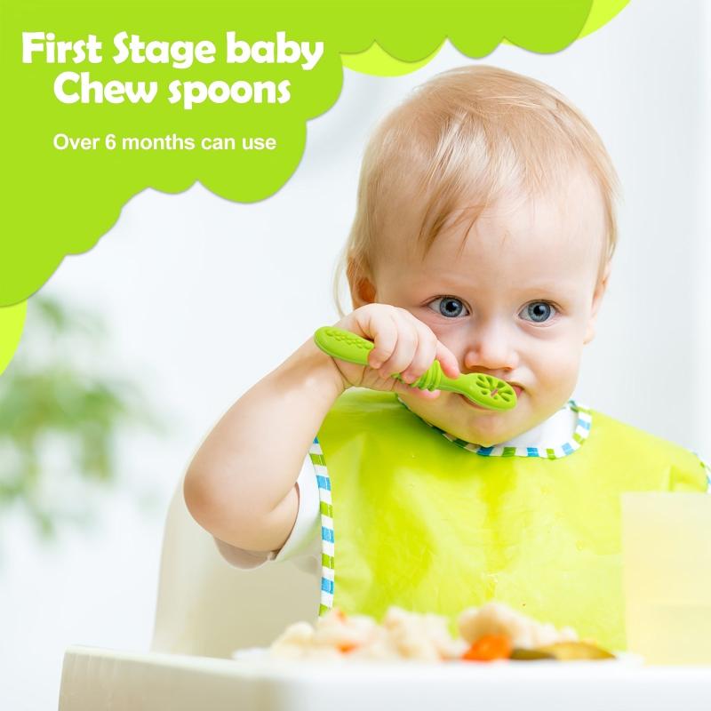6 Piece Silicone Baby Spoons Set for Toddlers BPA-Free Ages 4 Months