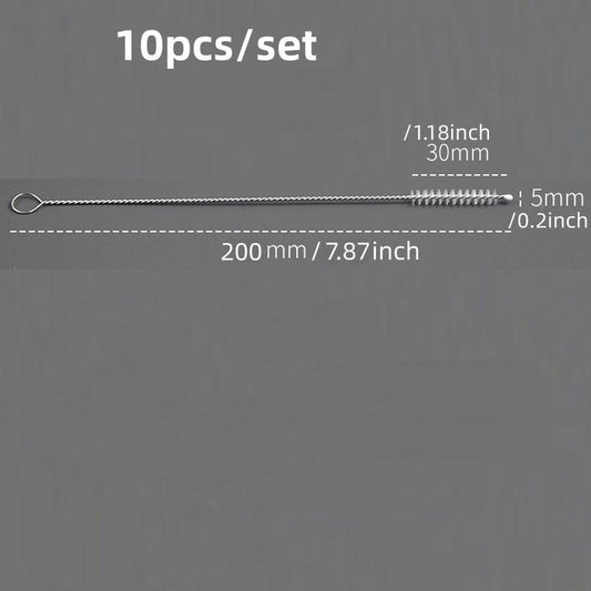 10pcs Stainless Suction Glass Tube Cleaners Cleaning Brushes