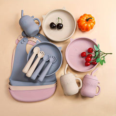 Silicone Feeding Set for Baby with Suction Cup Tray