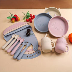 Silicone Feeding Set for Baby with Suction Cup Tray