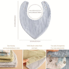 3pcs Baby Organic Cotton Soft Absorbent Detachable Bibs Baby Bandana Gauze