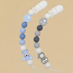2pcs Silicone Bead Pacifier Clips for Baby Girls & Boys