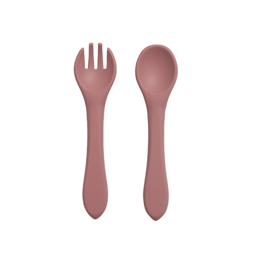 2pcs Baby Silicone BPA-Free Tableware Set with Spoon & Fork