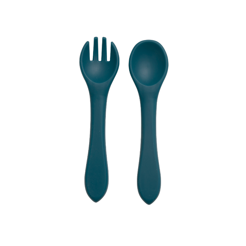 2pcs Baby Silicone BPA-Free Tableware Set with Spoon & Fork