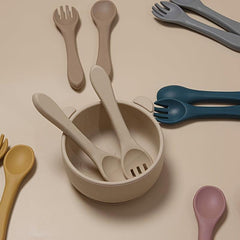 2pcs Baby Silicone BPA-Free Tableware Set with Spoon & Fork