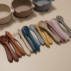 2pcs Baby Silicone BPA-Free Tableware Set with Spoon & Fork