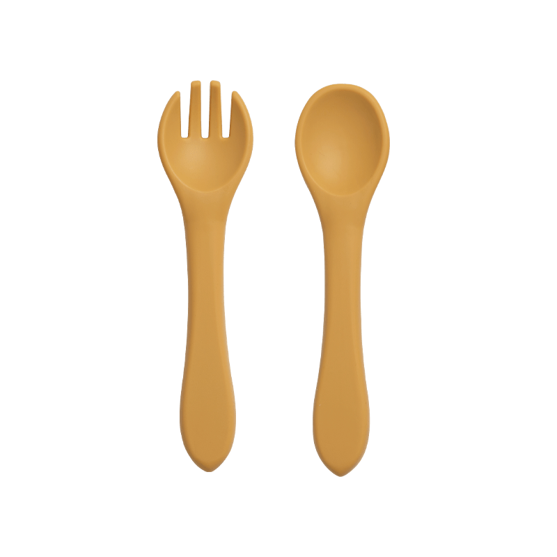 2pcs Baby Silicone BPA-Free Tableware Set with Spoon & Fork