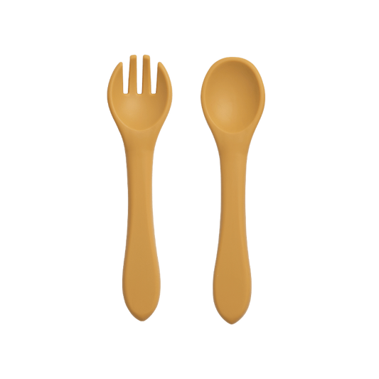 2pcs Baby Silicone BPA-Free Tableware Set with Spoon & Fork