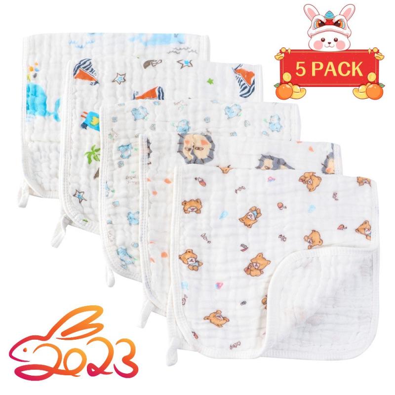 Baby Burp Cloths 100 Large 8cmX25 6 Layer Soft Absorbent 5pcs Pack