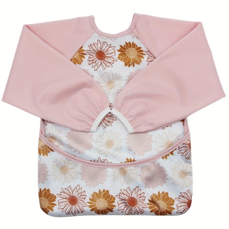 Waterproof Flower Print Baby Feeding Bibs - Reusable & Washable