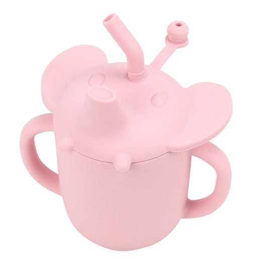 3 in 1 Silicone Training Cup with Straw Lid - 7oz