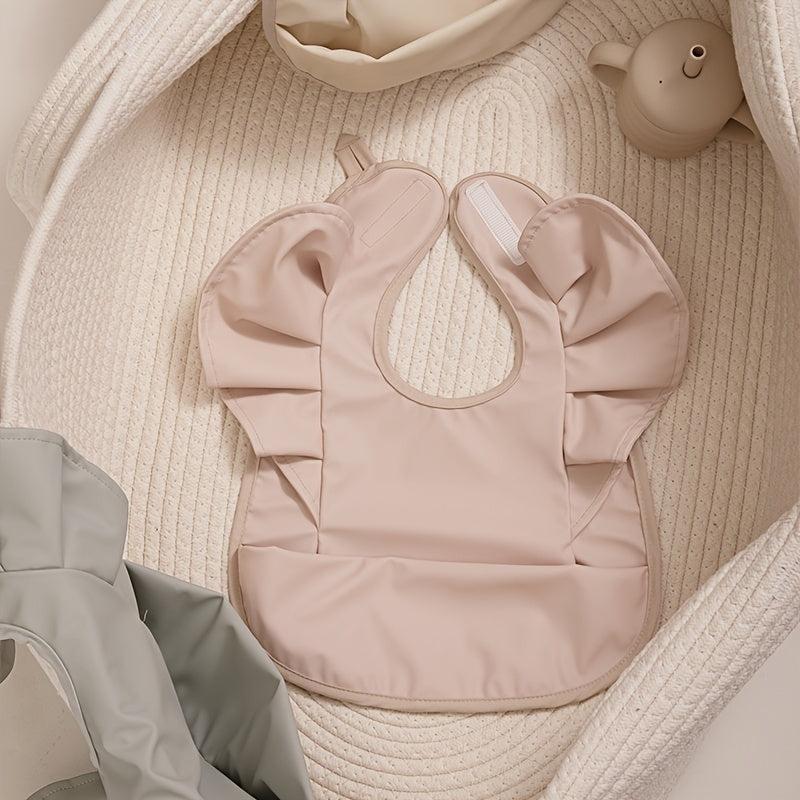 Baby Girl Bib Solid Angel Wings Waterproof Soft Apron For 1-2 Year Old